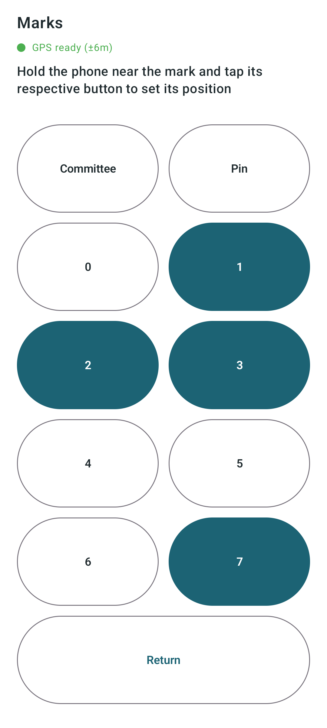 Setting course marks and buoys in the Dinghy Coach Android app